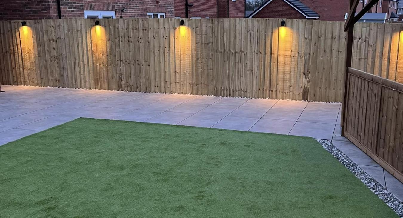 Garden lighting and power installed in Lowton by IJW Electrical