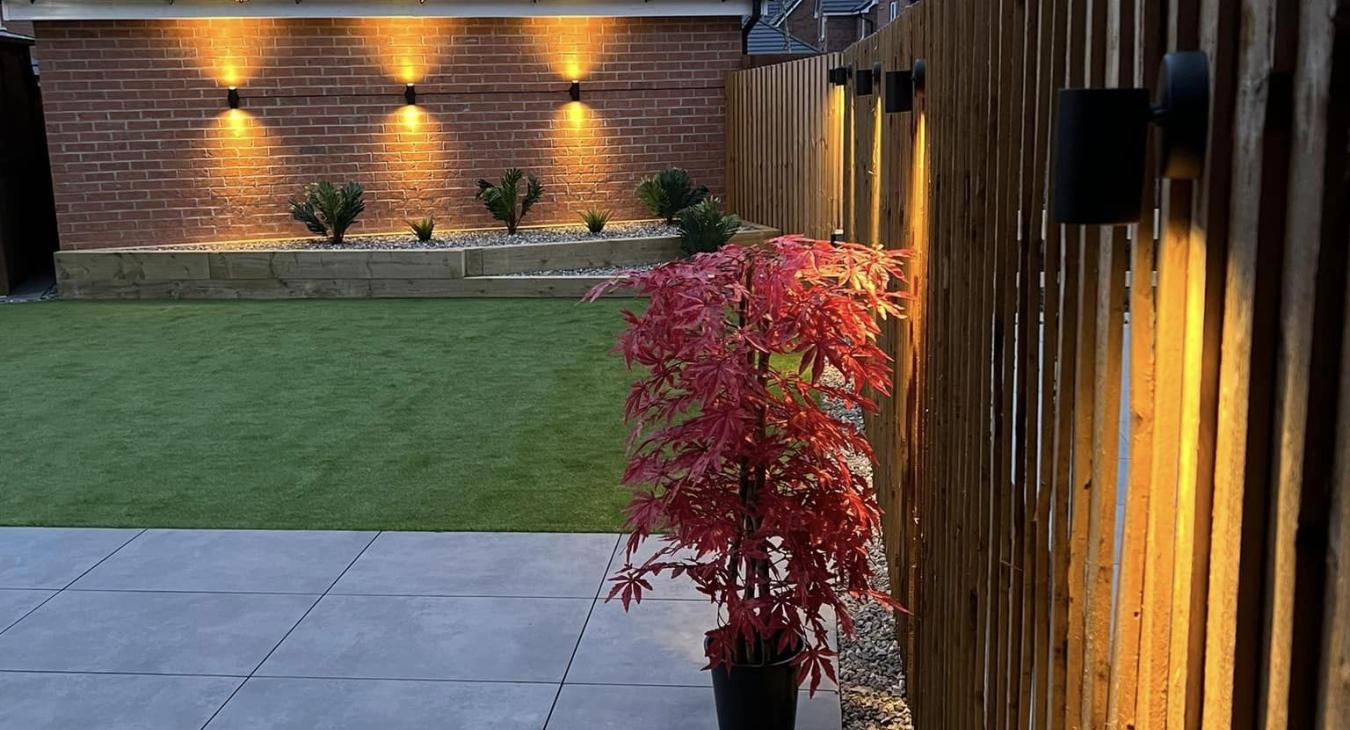 Garden lighting and power installed in Lowton by IJW Electrical